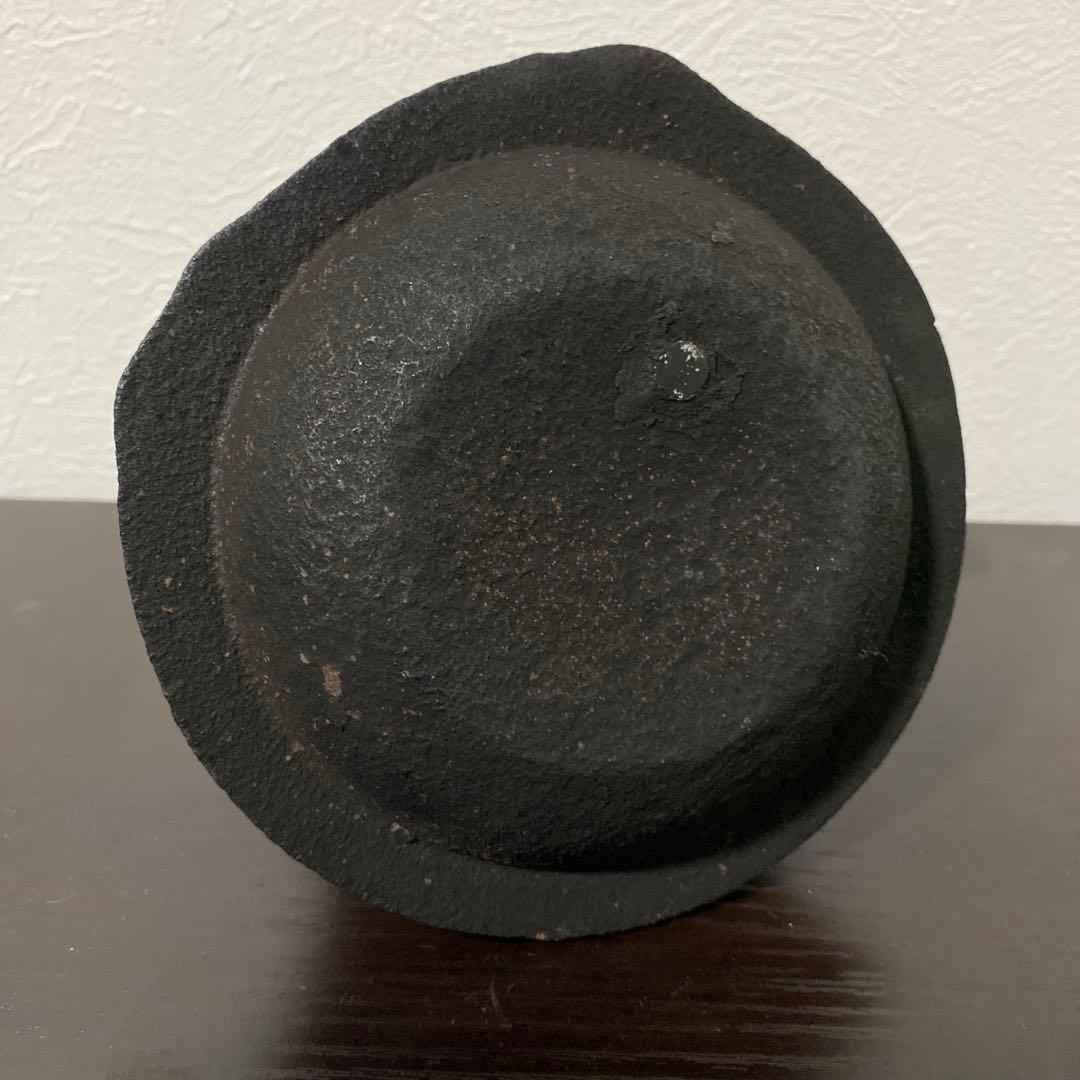 龍文堂造 葛谷高彫富士形 羽付鉄瓶 小振 煎茶道具