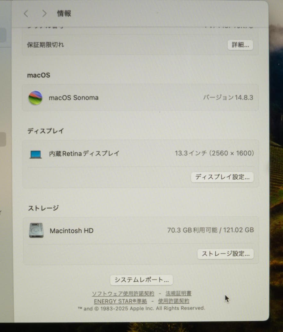 MacBookAir13インチ・2018年★バッテリー正常、208回