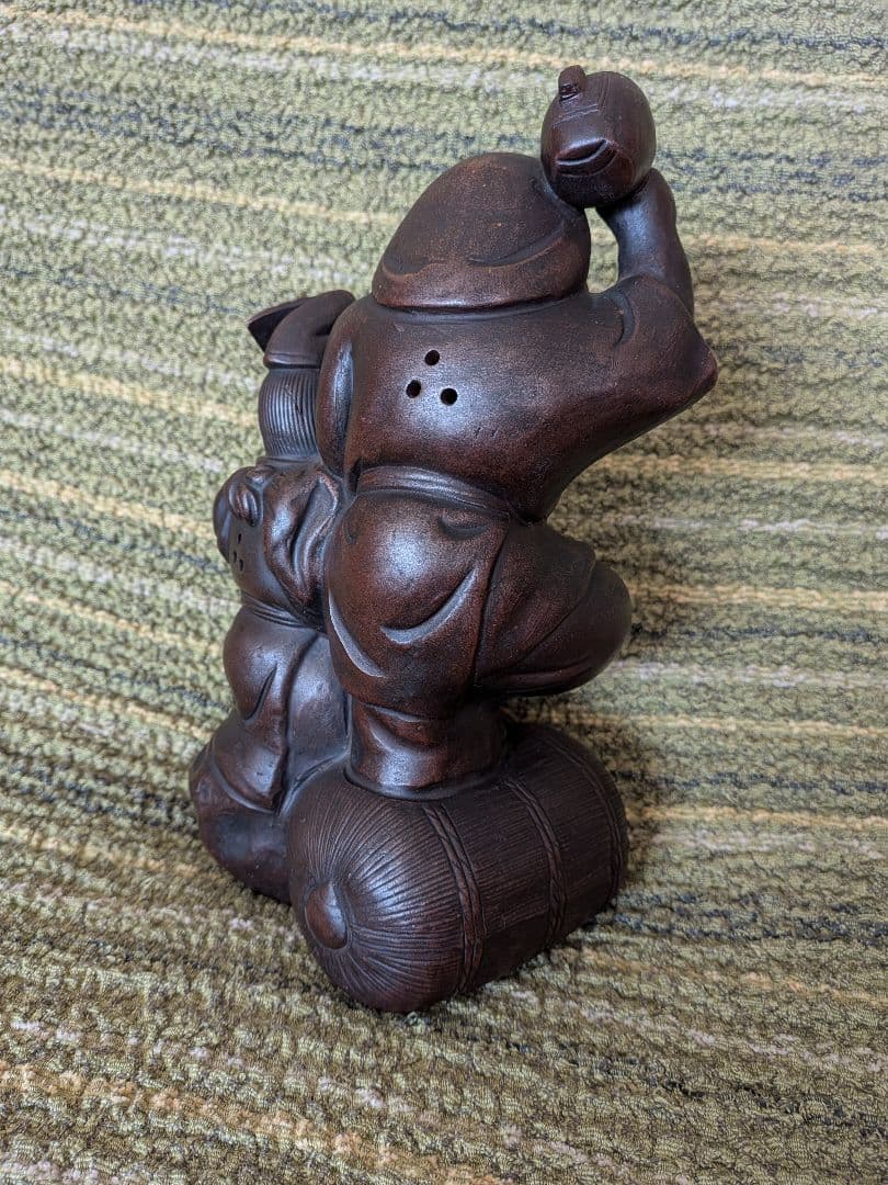No.16古備前焼恵比寿・大黒天座像A15、陶器七福神置物、 工芸品