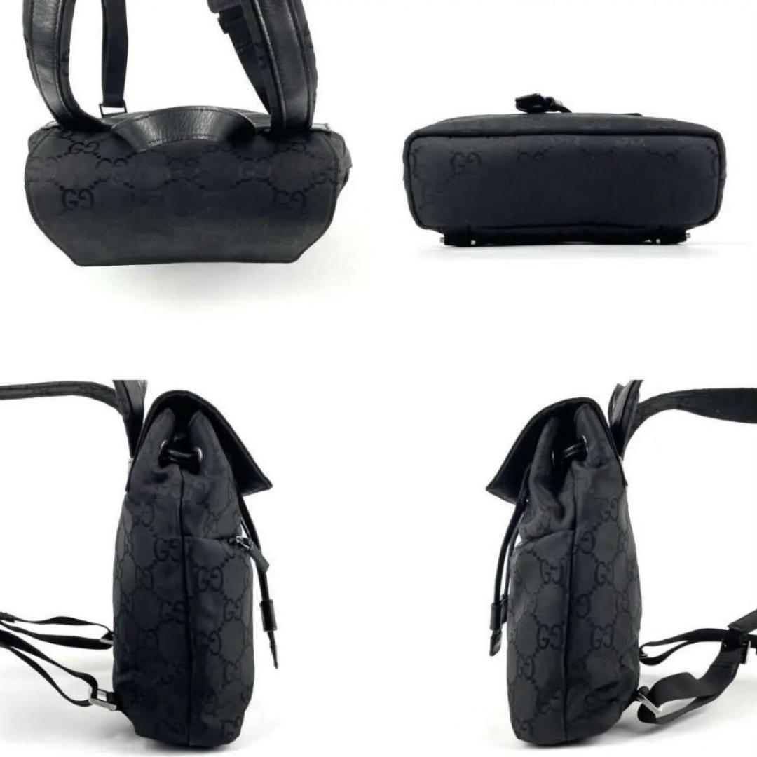 希少 極美品◆ GUCCI ◆リュック 巾着型 GGキャンバス ナイロン レザー