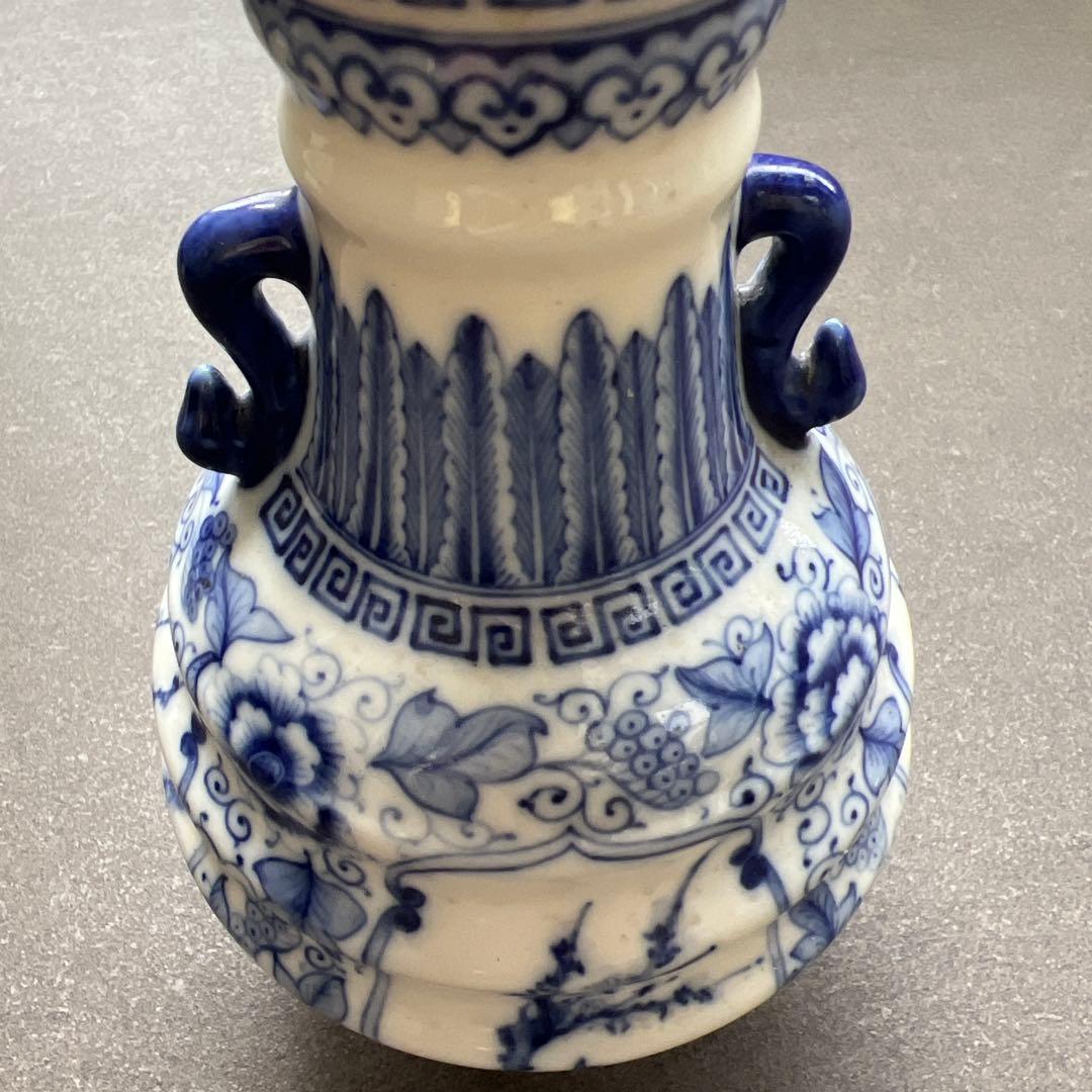 中国青花 染付 双耳瓶 花瓶 壺 陶磁器 古美術