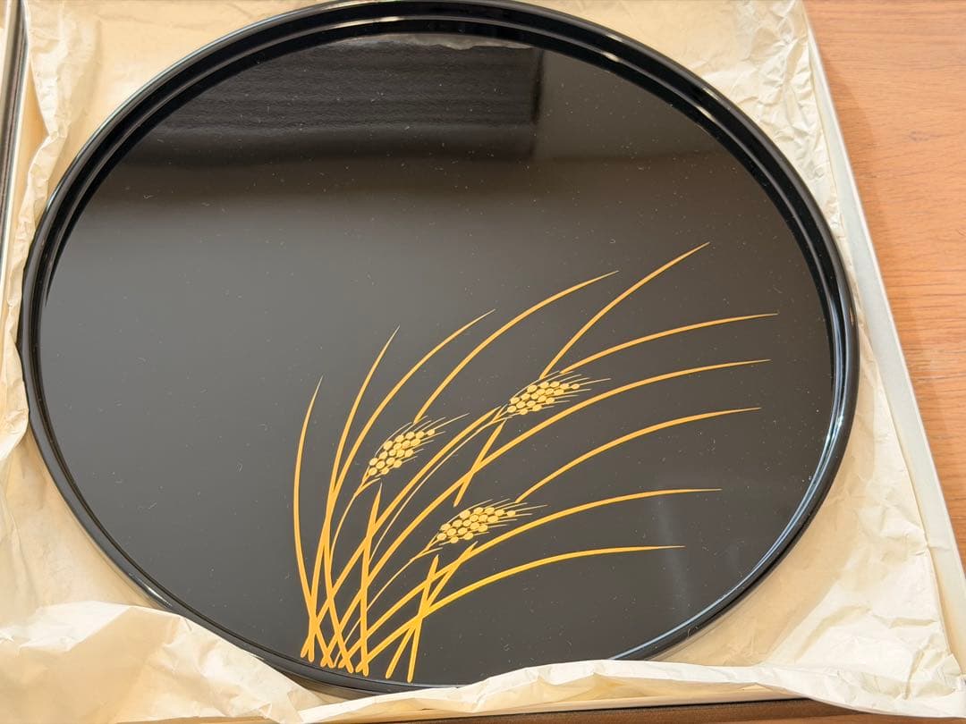 会津塗 丸盆 お盆 3枚セット箱付き 漆器