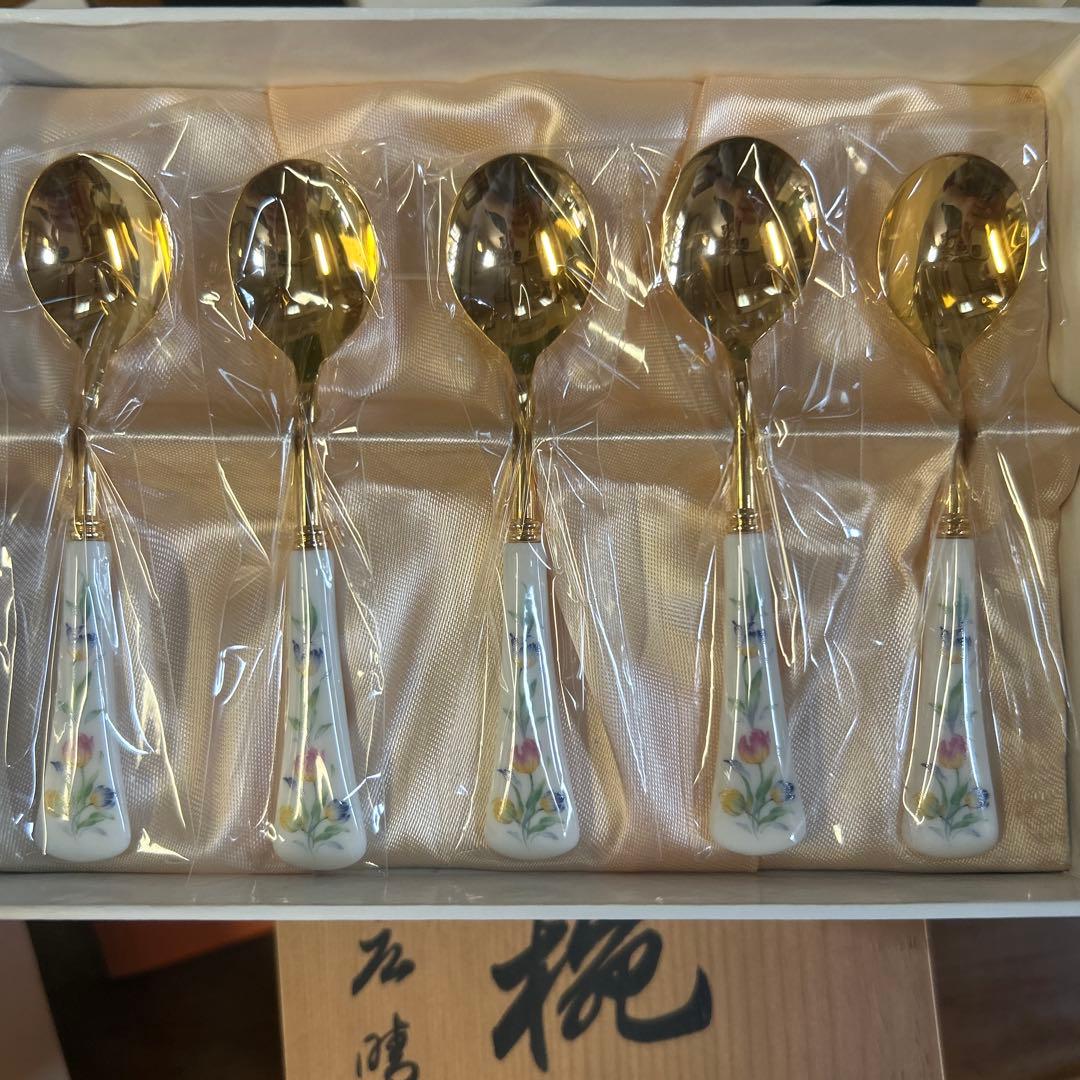 Noritake フォークセット スプーンセット10本 花更紗　ゴールド　最安値