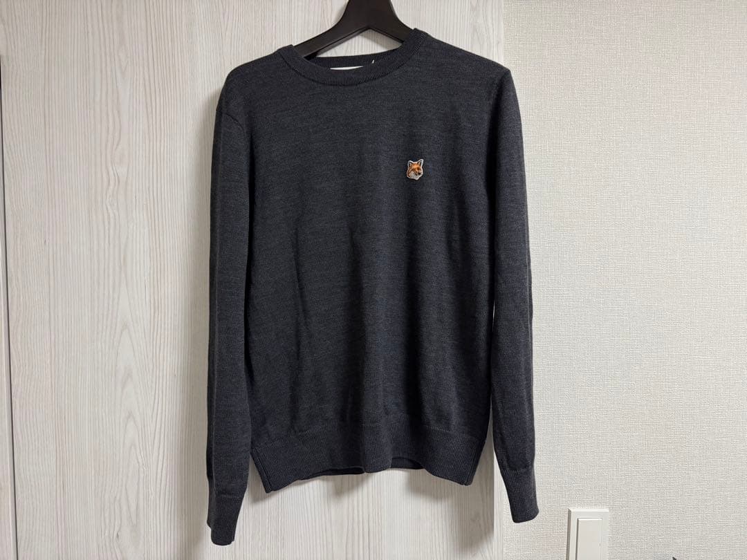 【メゾンキツネ】フォックスヘッド グレー ニット セーター 美品