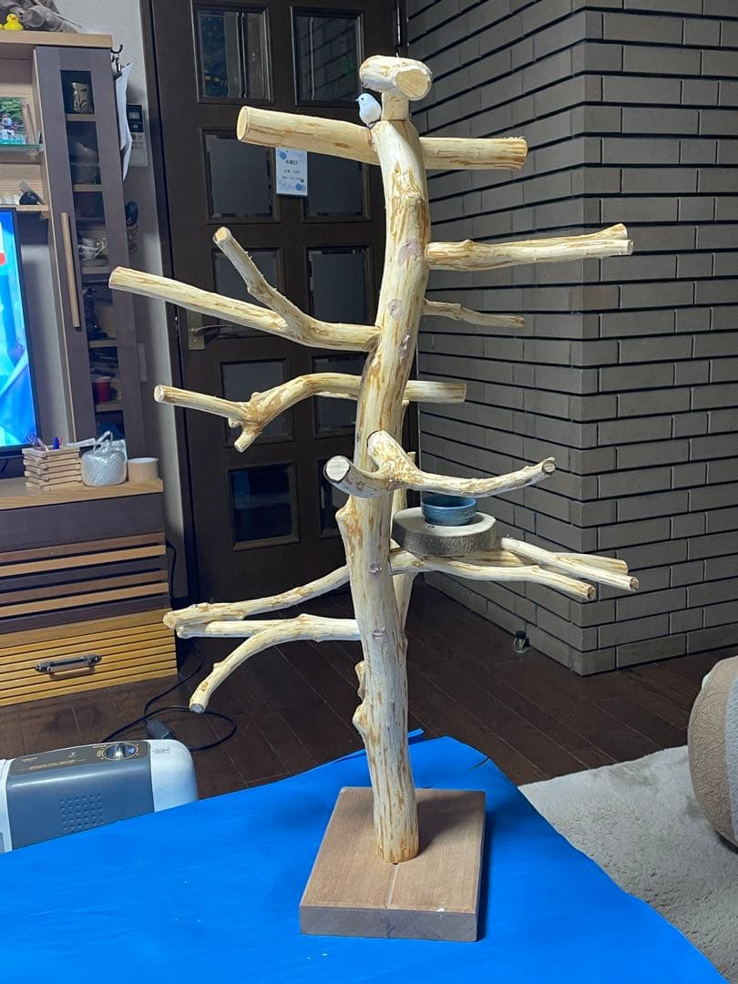 天然木白木バードジム　高さ92センチ