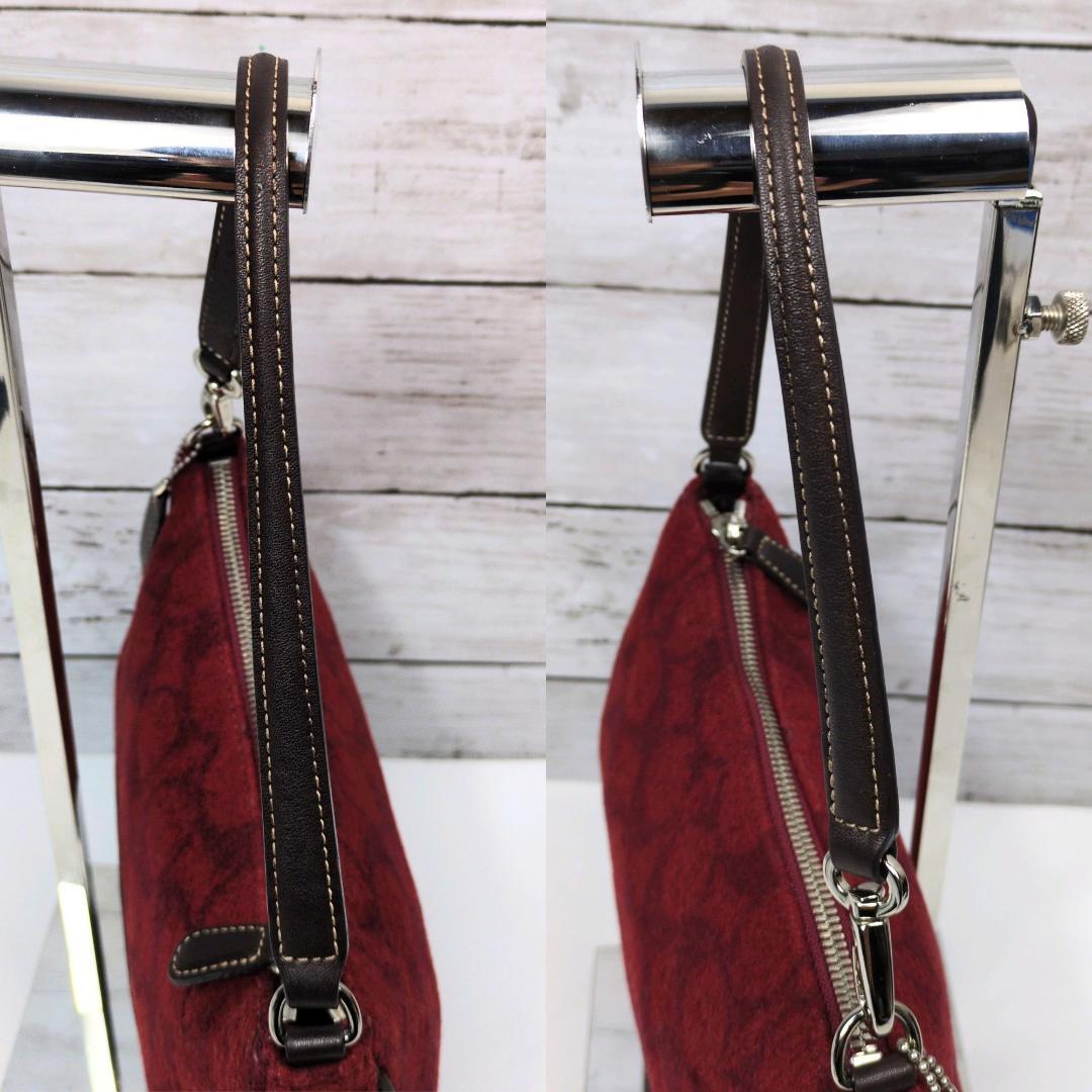 希少 COACH コーチ 7720 ワンハンド ハンドバッグ ポーチ ウール