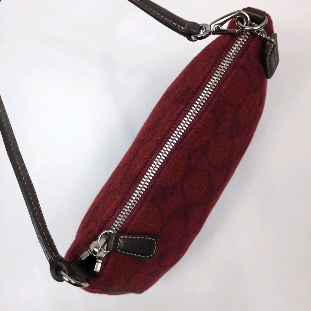 希少 COACH コーチ 7720 ワンハンド ハンドバッグ ポーチ ウール