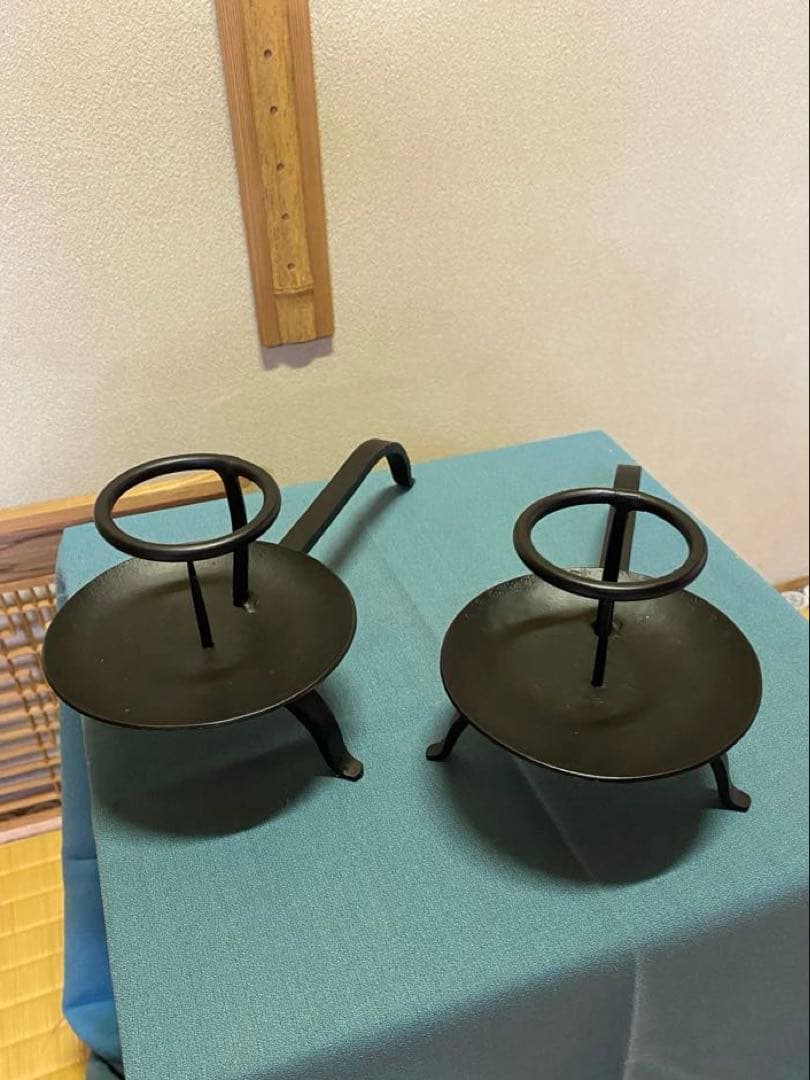 茶道具/ 夜咄道具 手燭 懐石 蝋燭立て 一対