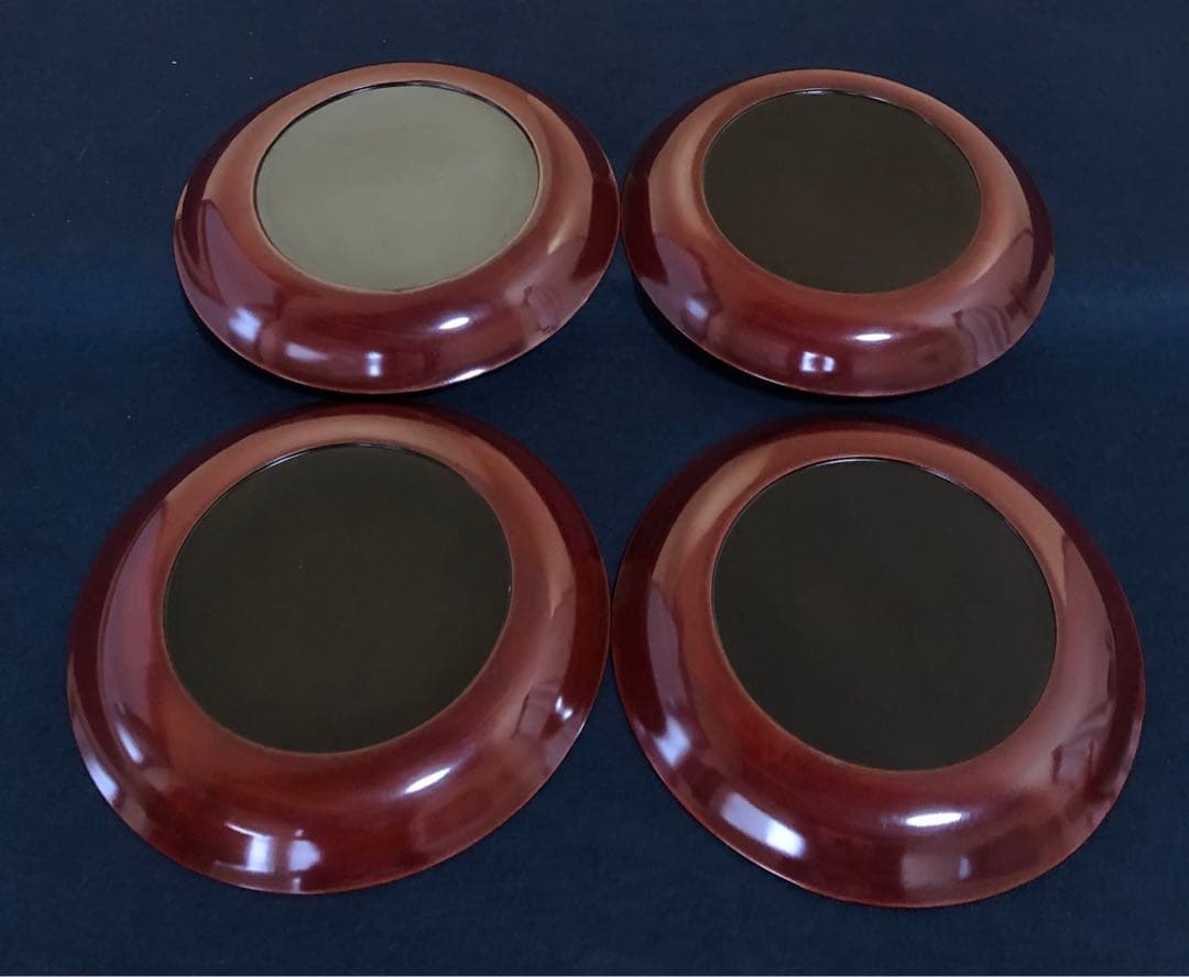 《R》蒔絵 丸盆 菓子盆4客 木製漆器 木箱　260128く2