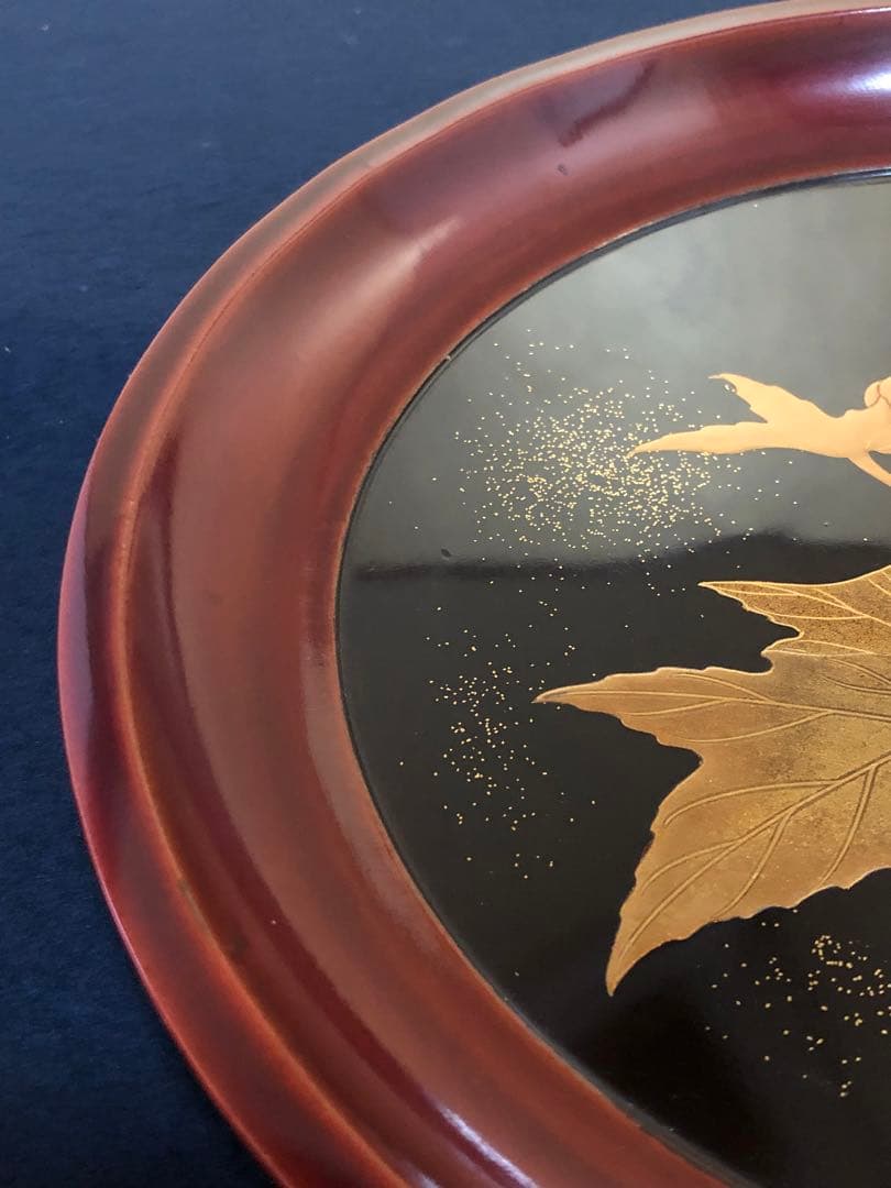 《R》蒔絵 丸盆 菓子盆4客 木製漆器 木箱　260128く2