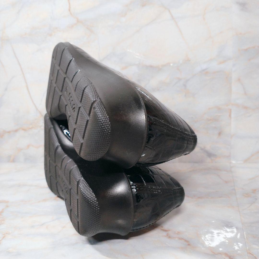 ECCO Felicia クロコ型押し 本革 エナメル ローファー 38