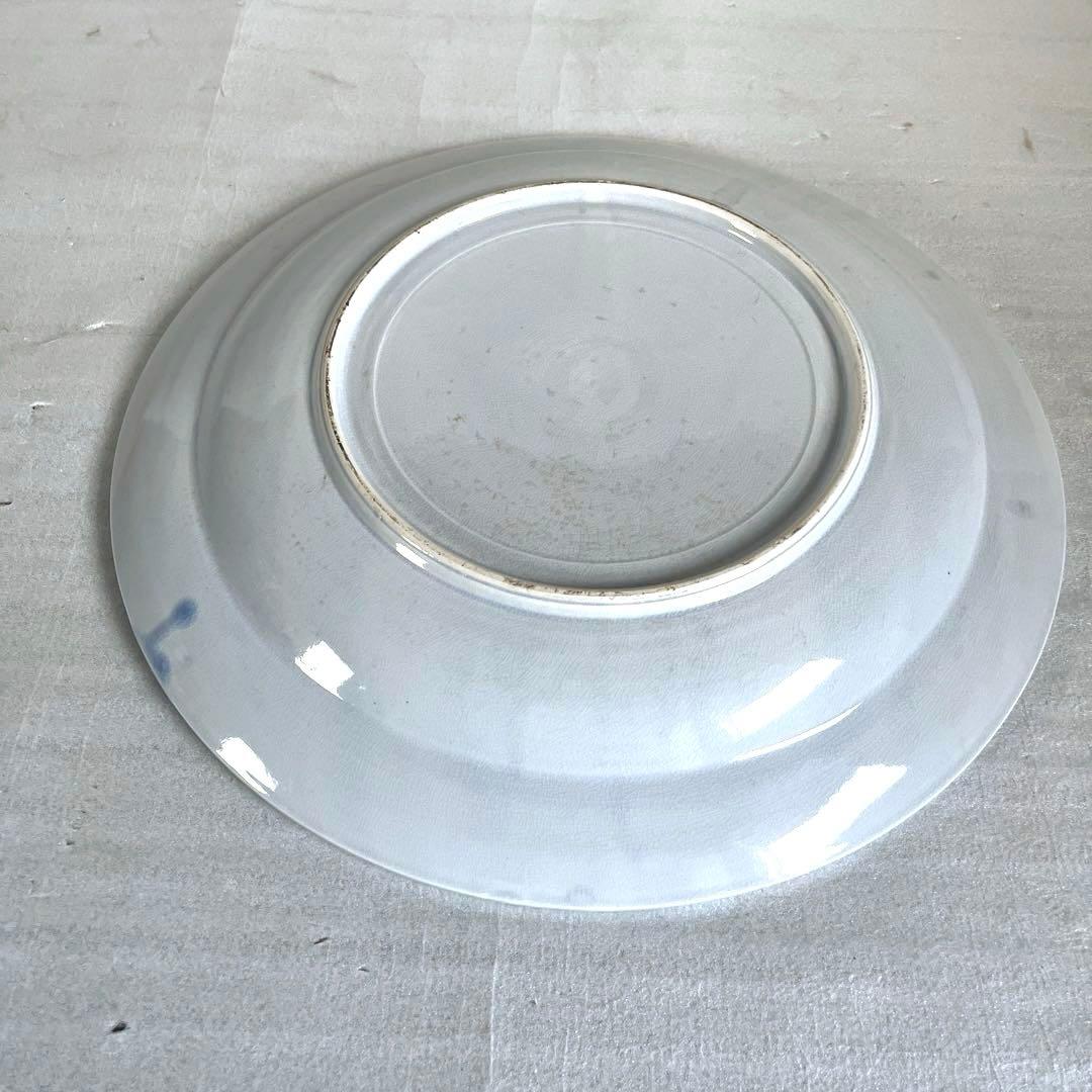 アンティーク　古伊万里　大皿　朱色と藍色がバランス良く混じり合う柄