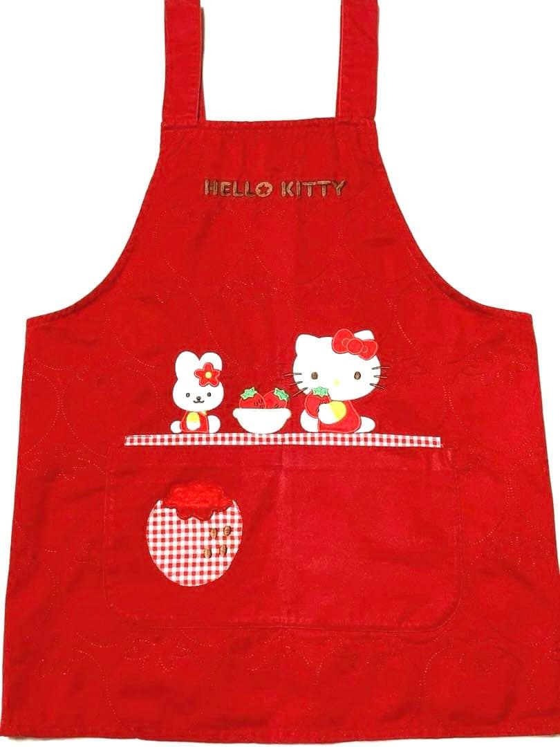 2006年製ハローキティ エプロン 赤刺繍 Sanrioサンリオ