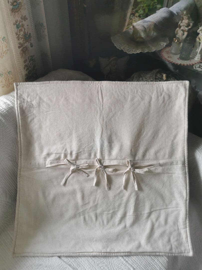 ヴィンテージフランス ブティキルト風 向日葵モチーフ 64㎝大型クッションカバー