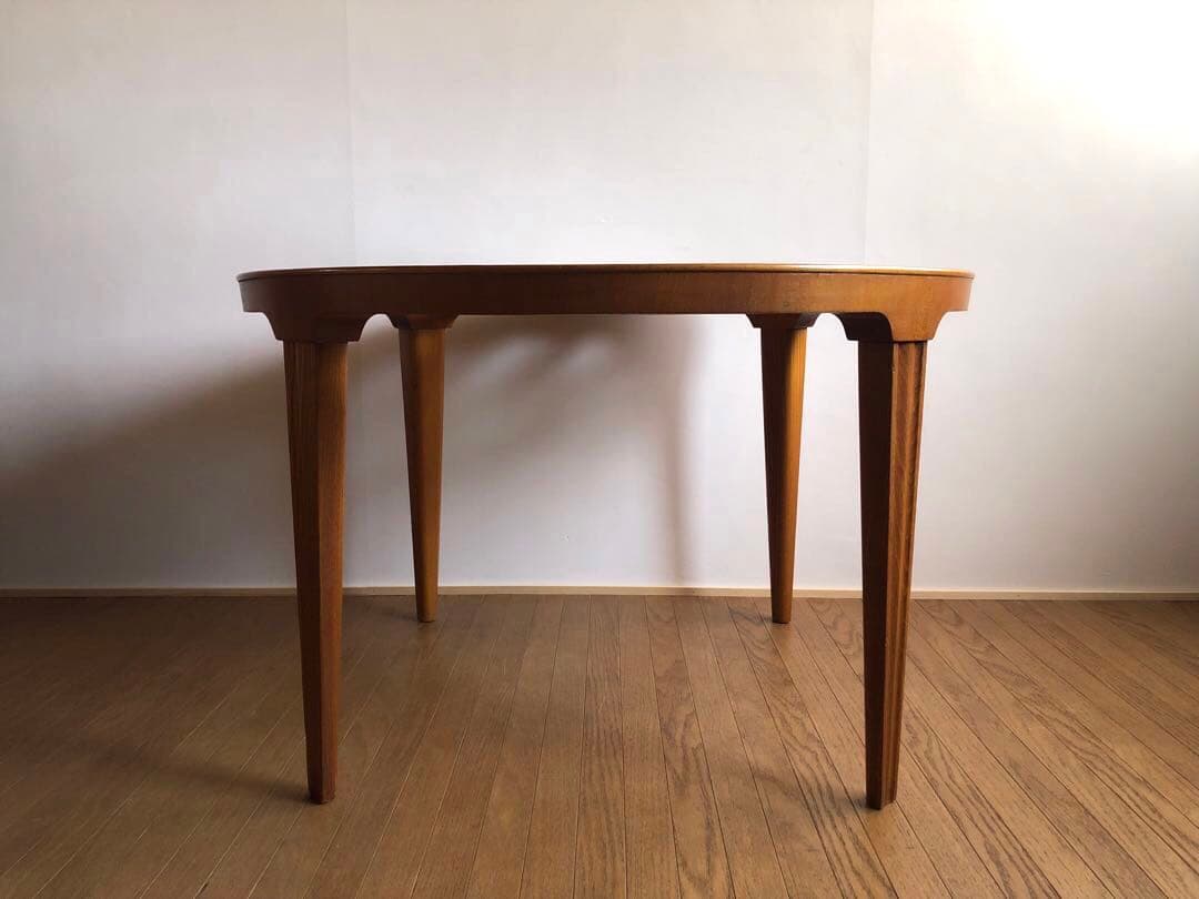 北欧ヴィンテージ デンマーク製 ラウンドテーブル コーヒーテーブル 工芸ガラス