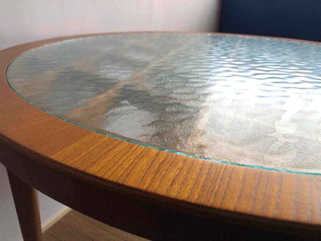 北欧ヴィンテージ デンマーク製 ラウンドテーブル コーヒーテーブル 工芸ガラス