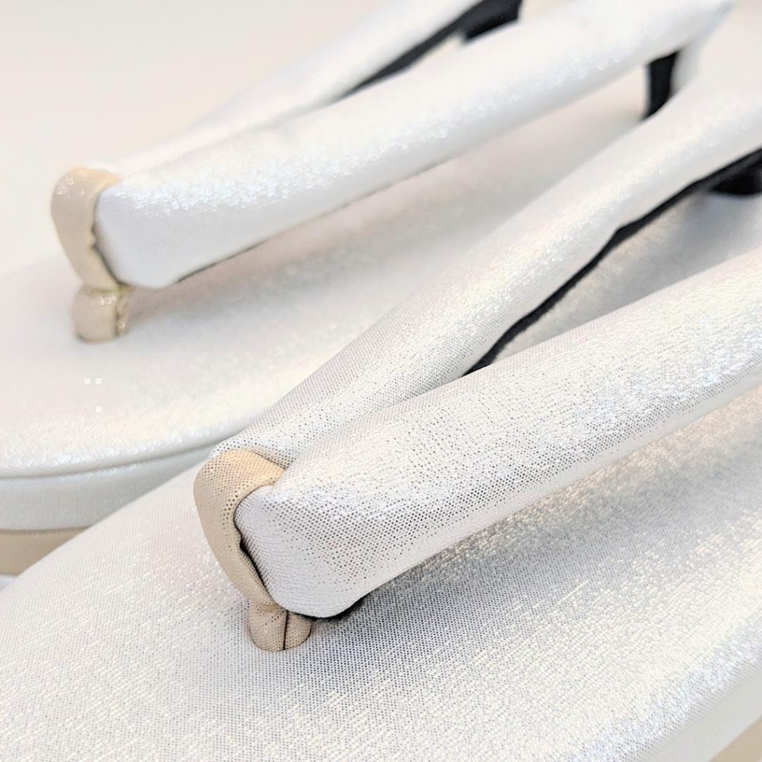 草履バッグセット 振袖 帯地 白 ベージュ フリーサイズ 三枚芯 w47-4