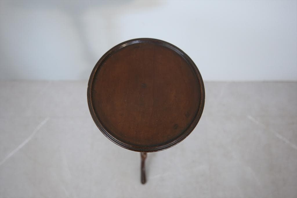 英国アンティーク木製ワインテーブル/サイドテーブル/丸机/飾り棚(92-99)