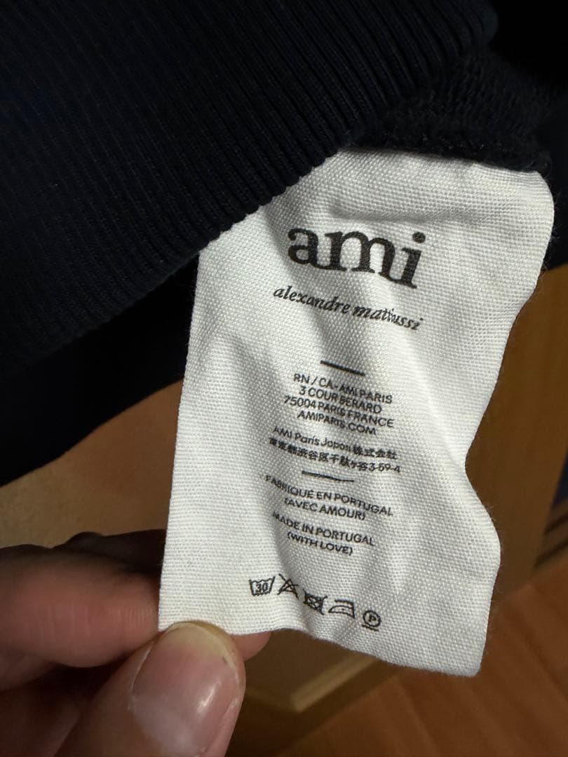 ami ネイビー クルーネック スウェット