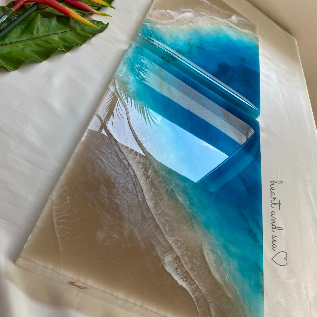 レジンアート　2連パネル　ウェットサンドシリーズ　海アート　オーシャンパネル