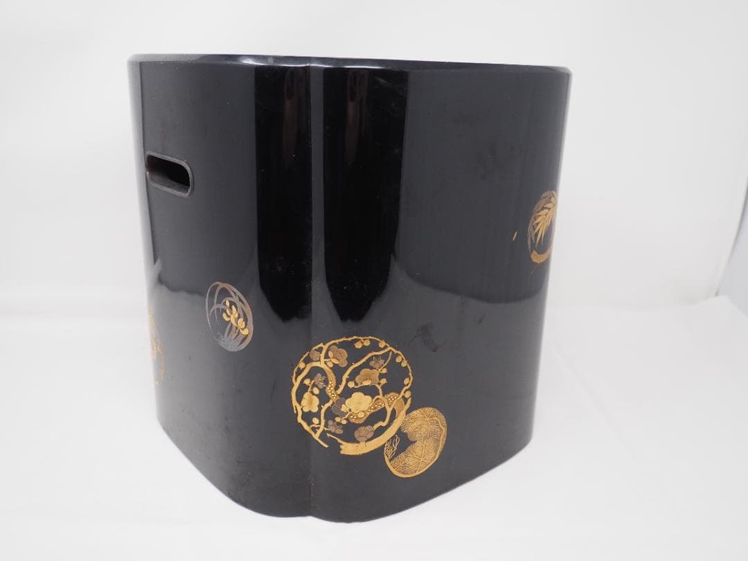 輪島塗　小型火鉢　漆塗り　金蒔絵　手あぶり火鉢