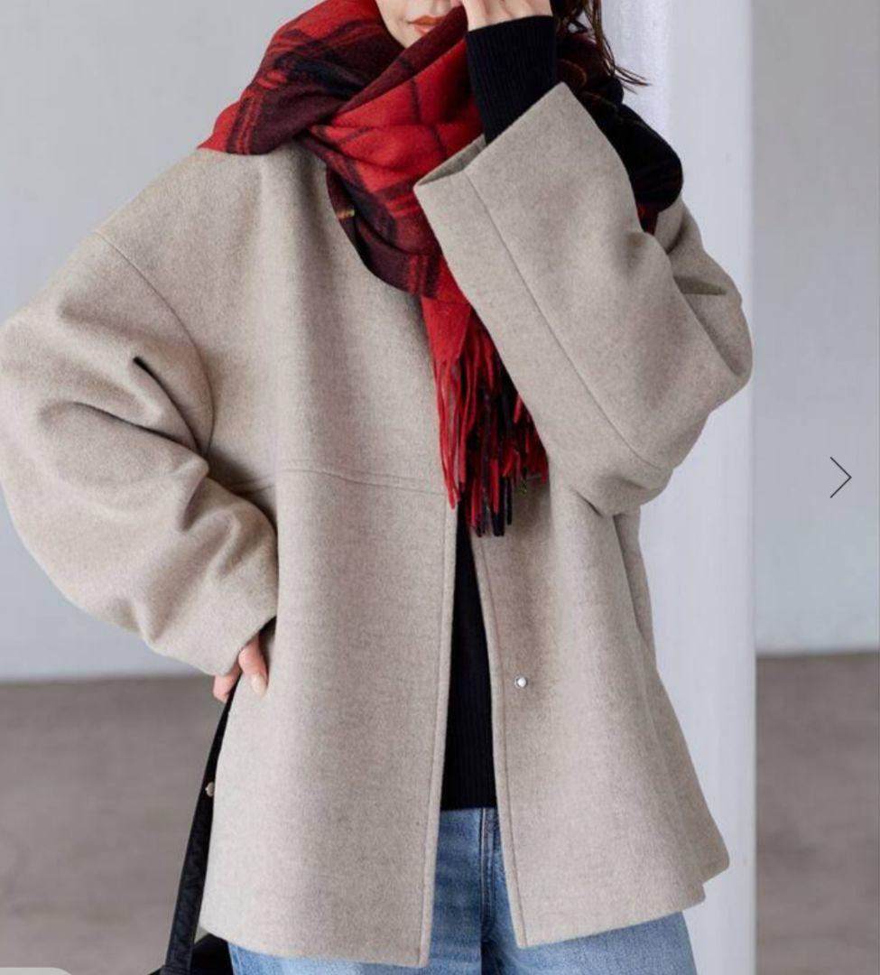 ジャーナルスタンダードレリューム　スーパーファインビーバークルーネックコート