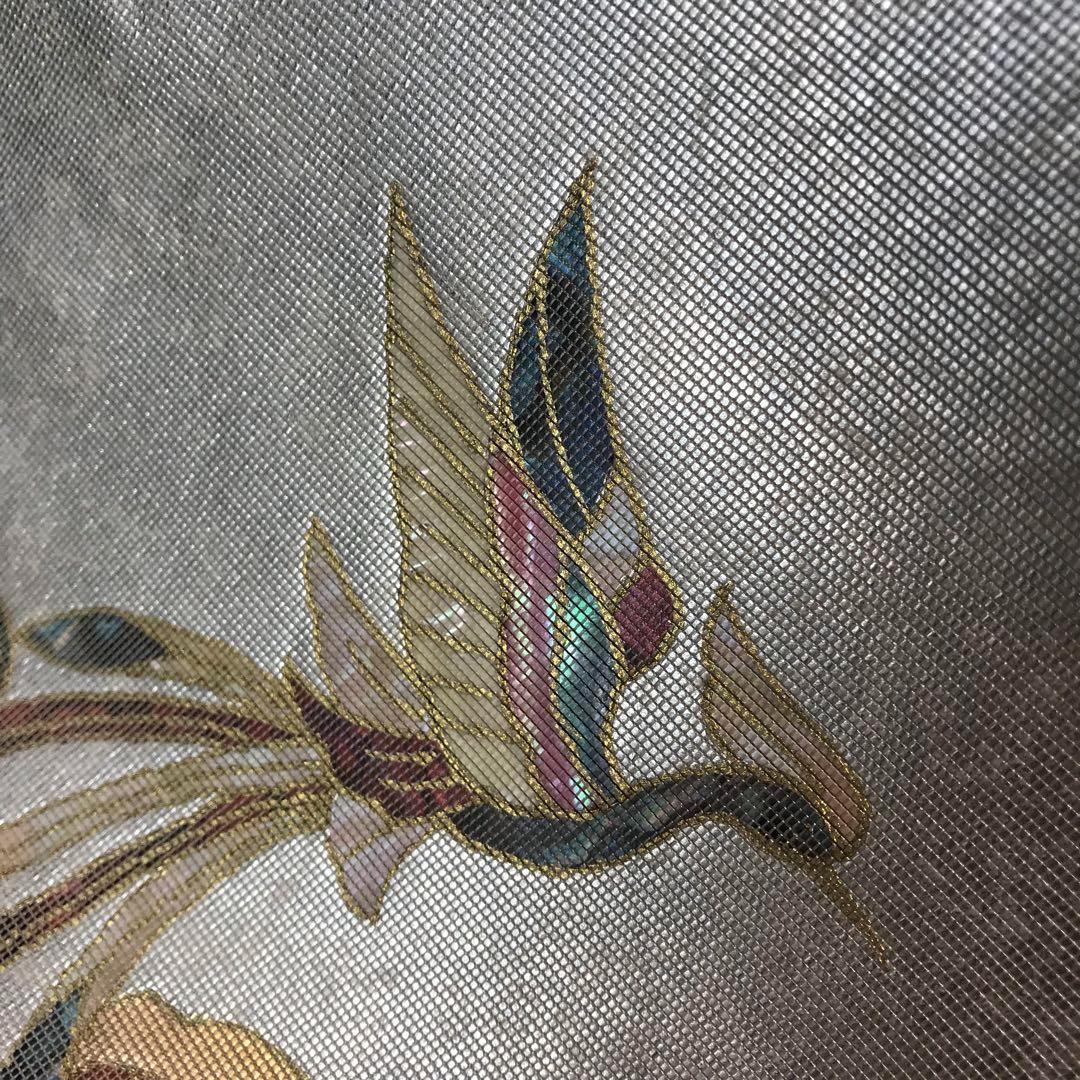 ZF-976 袋帯 螺鈿 鳳凰 正絹 太鼓柄 高級 逸品 希少