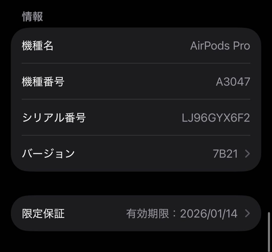 未使用に近い　保証付　2025年1月購入　AirPods Pro 2 USB-C