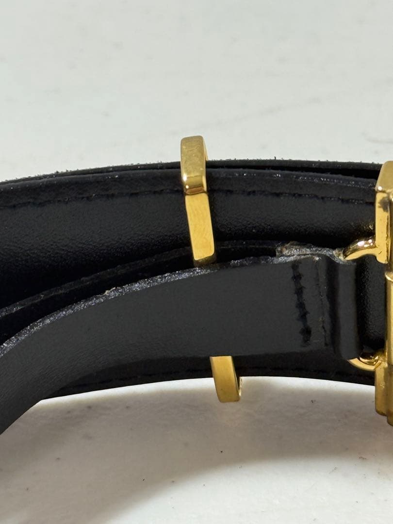CELNE セリーヌ　ブラックスエードベルト 金色バックル