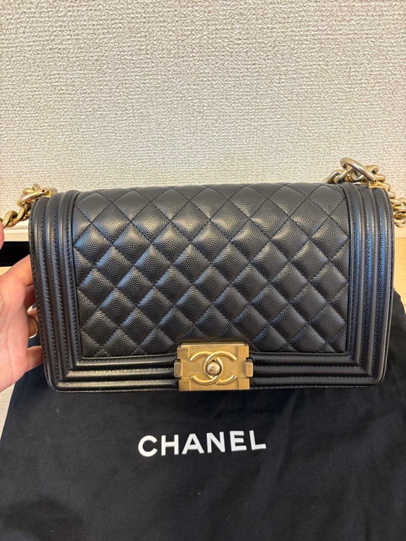 定価120万❣️シャネル ボーイキャビアスキン ショルダーバッグ ブラック