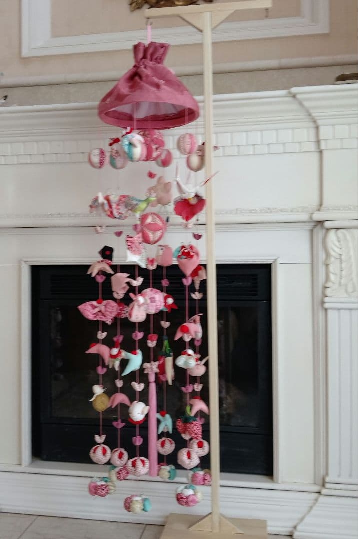 吊るし飾り　　台高さ　130センチ　 ２個掛け用　ハンドメイド