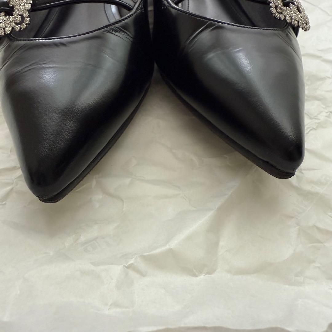 OHGAブラック フラット シューズ 23.5 ビジュー付き オーガ