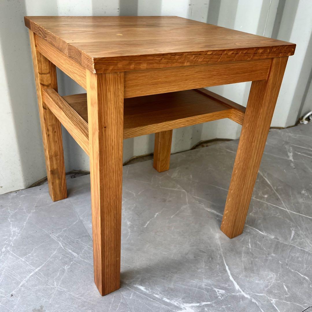 取付無料！無印良品 無垢材 北欧風サイドテーブルベンチ・板座・オーク材