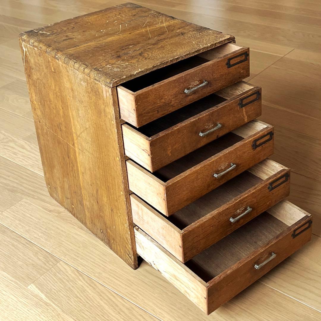 古道具　昭和レトロ　小引き出し　5杯　木製