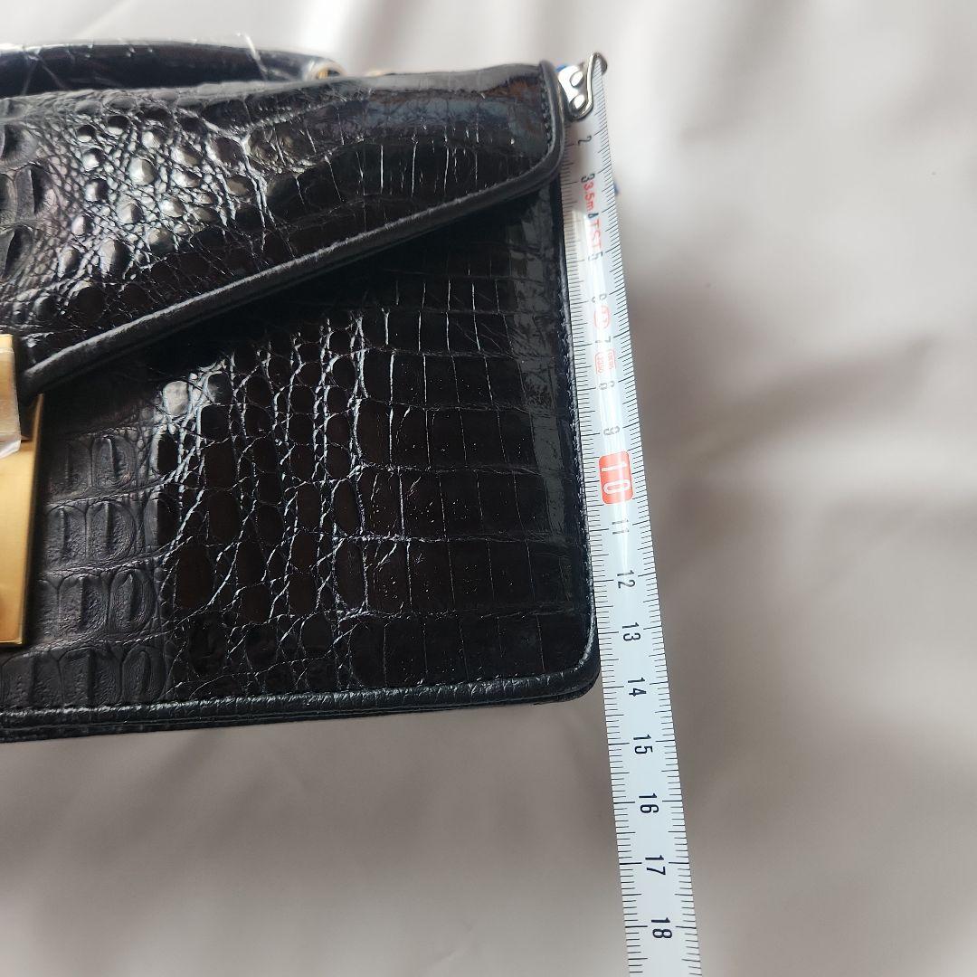 amiet カイマン レザーハンドバッグ ショルダー 2way 黒　ロック付き