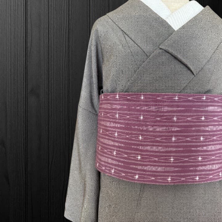 *着物反物*　辻ヶ花と灰紫紬　大人の兵児帯　半幅帯　長尺460cm