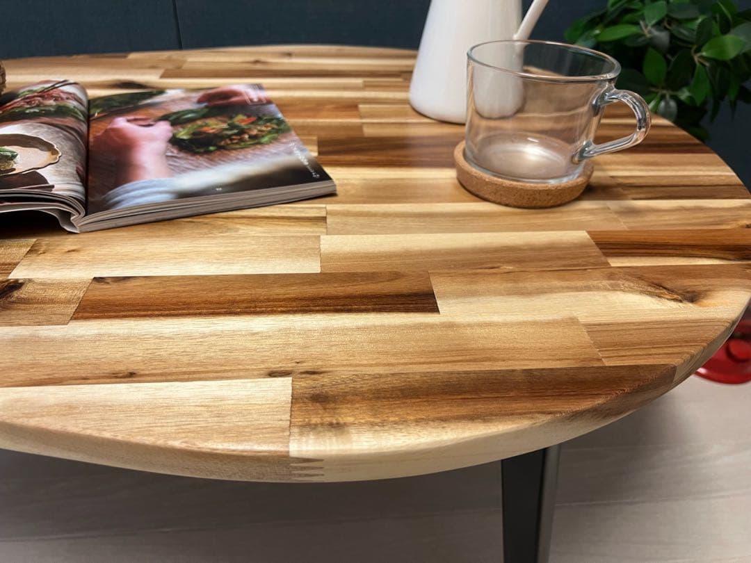 【送料無料】 ローテーブル だるま形 90cm 60cm アカシア 折りたたみ脚