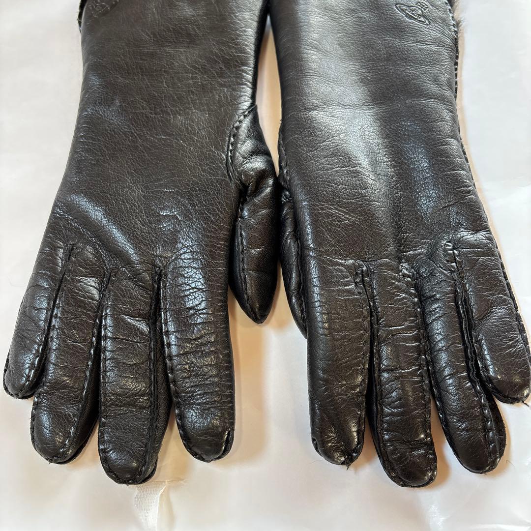 ヴィヴィアンウエストウッド　本革　手袋　グローブ　ファー　ブラック　黒