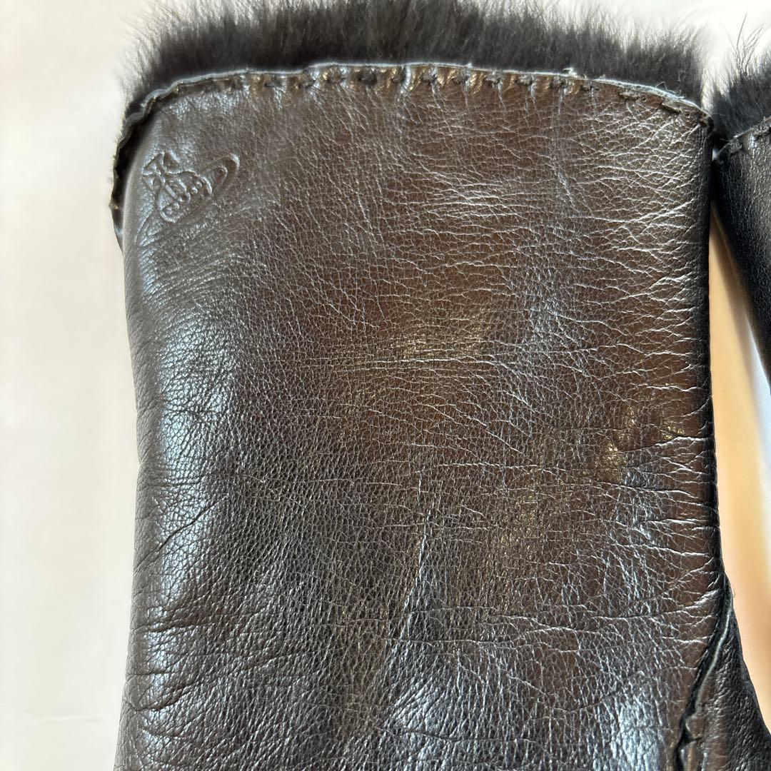 ヴィヴィアンウエストウッド　本革　手袋　グローブ　ファー　ブラック　黒