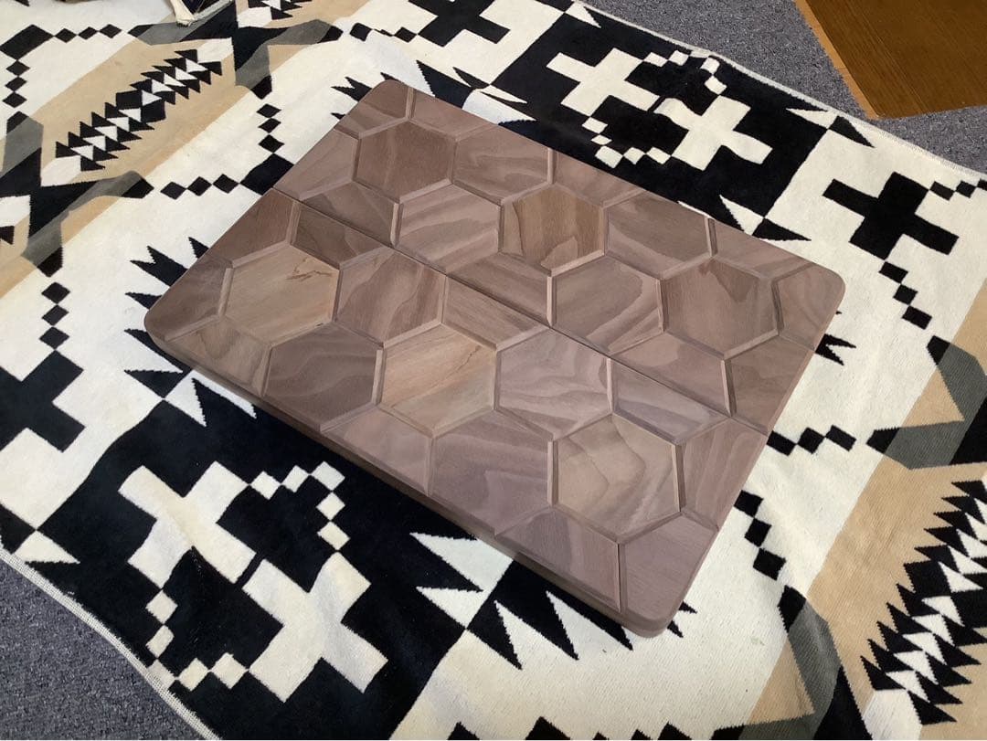 シェルフコンテナ25サイズ スライド開口天板三脚用テーブルヘキサゴン柄オーダー品