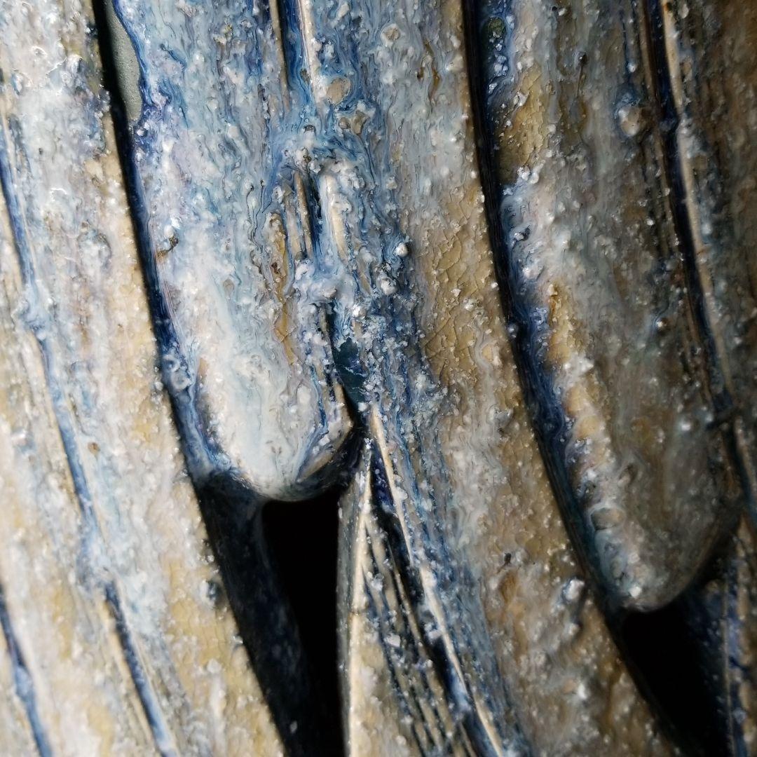 信楽焼 傘立て 青窯変クシ目 高さ４７cm