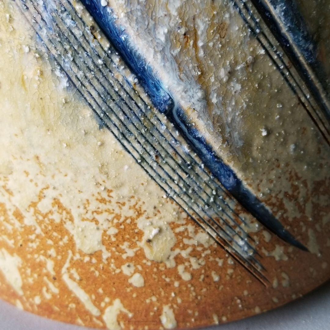 信楽焼 傘立て 青窯変クシ目 高さ４７cm