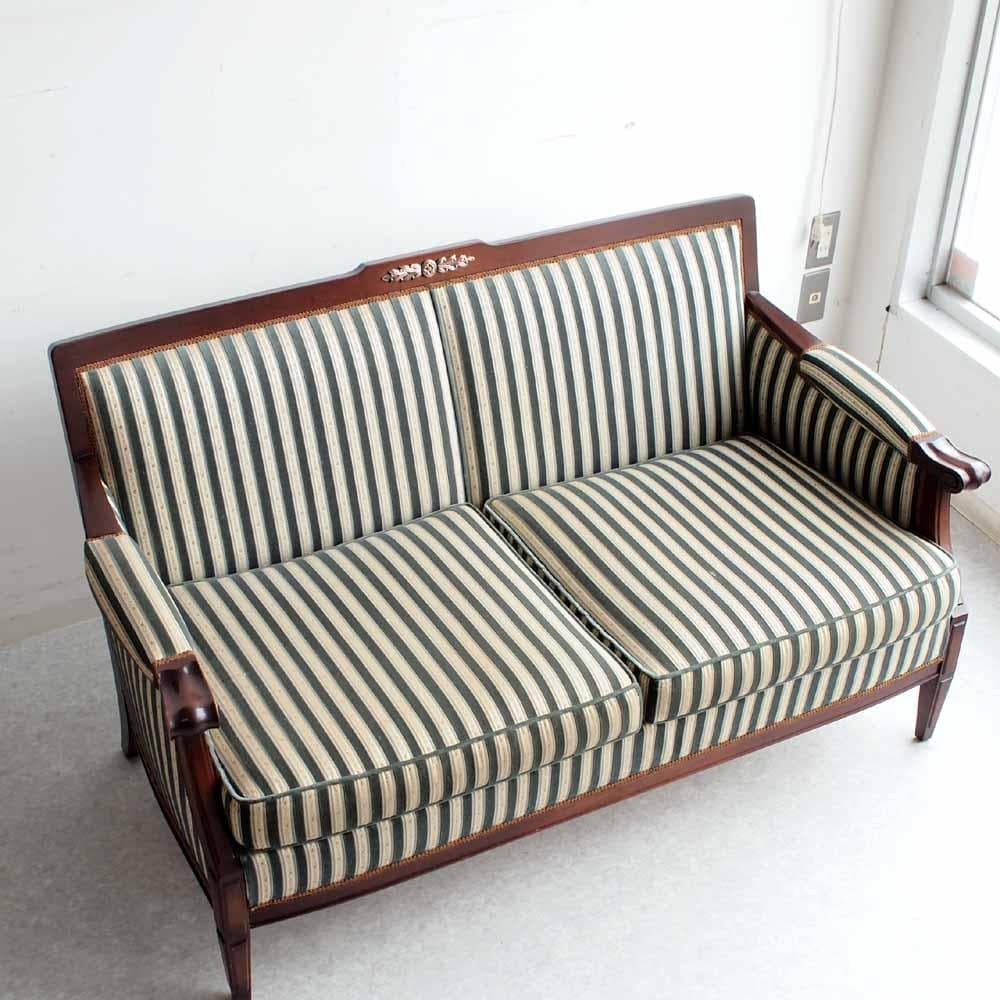 神戸欧風家具 メープル不二屋 マホガニー材 2人掛けソファ ZR24470