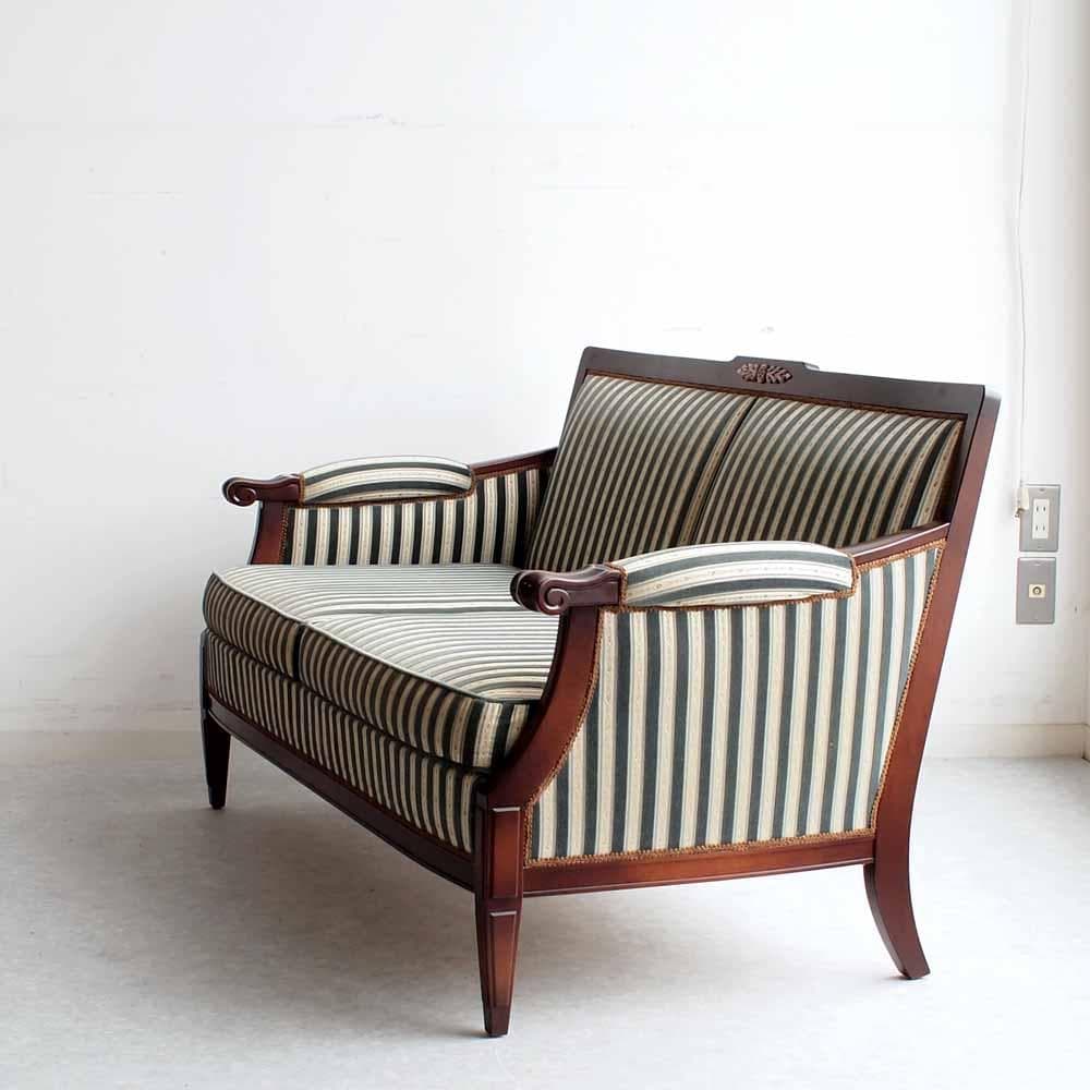 神戸欧風家具 メープル不二屋 マホガニー材 2人掛けソファ ZR24470