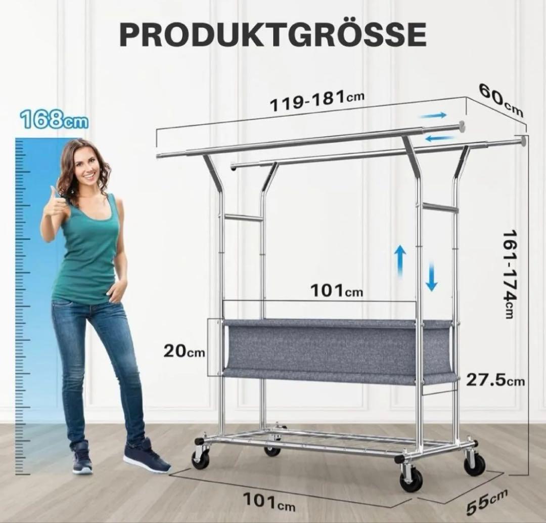 HOKEEPER ダブルハンガー 耐荷重283kg ハンガーラック パイプ