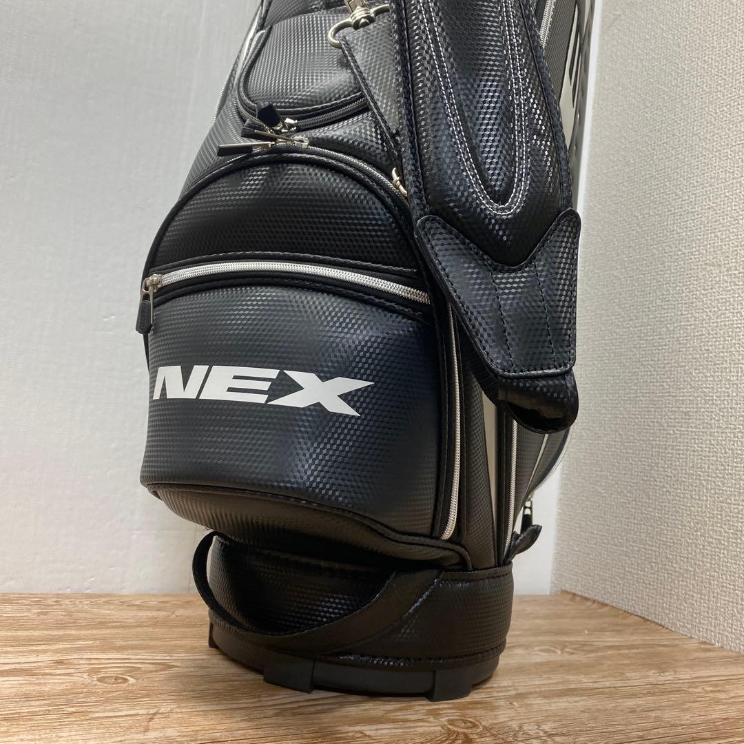(美品) NEX ゴルフバッグ 合成皮革 黒/銀 中古
