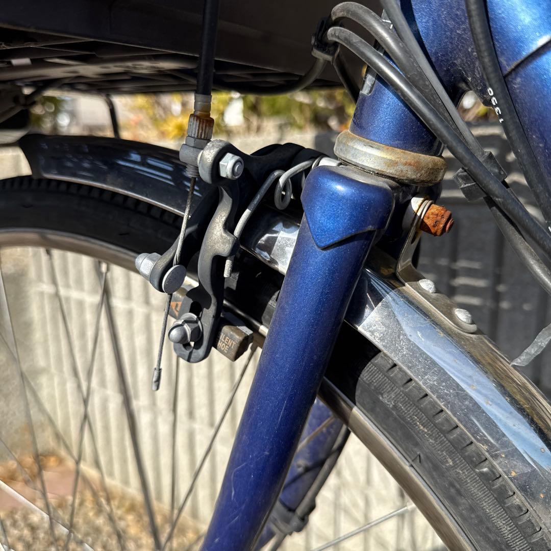 パナソニック 26インチ 電動アシスト, シティタイプ 青色 前後バスケット付き