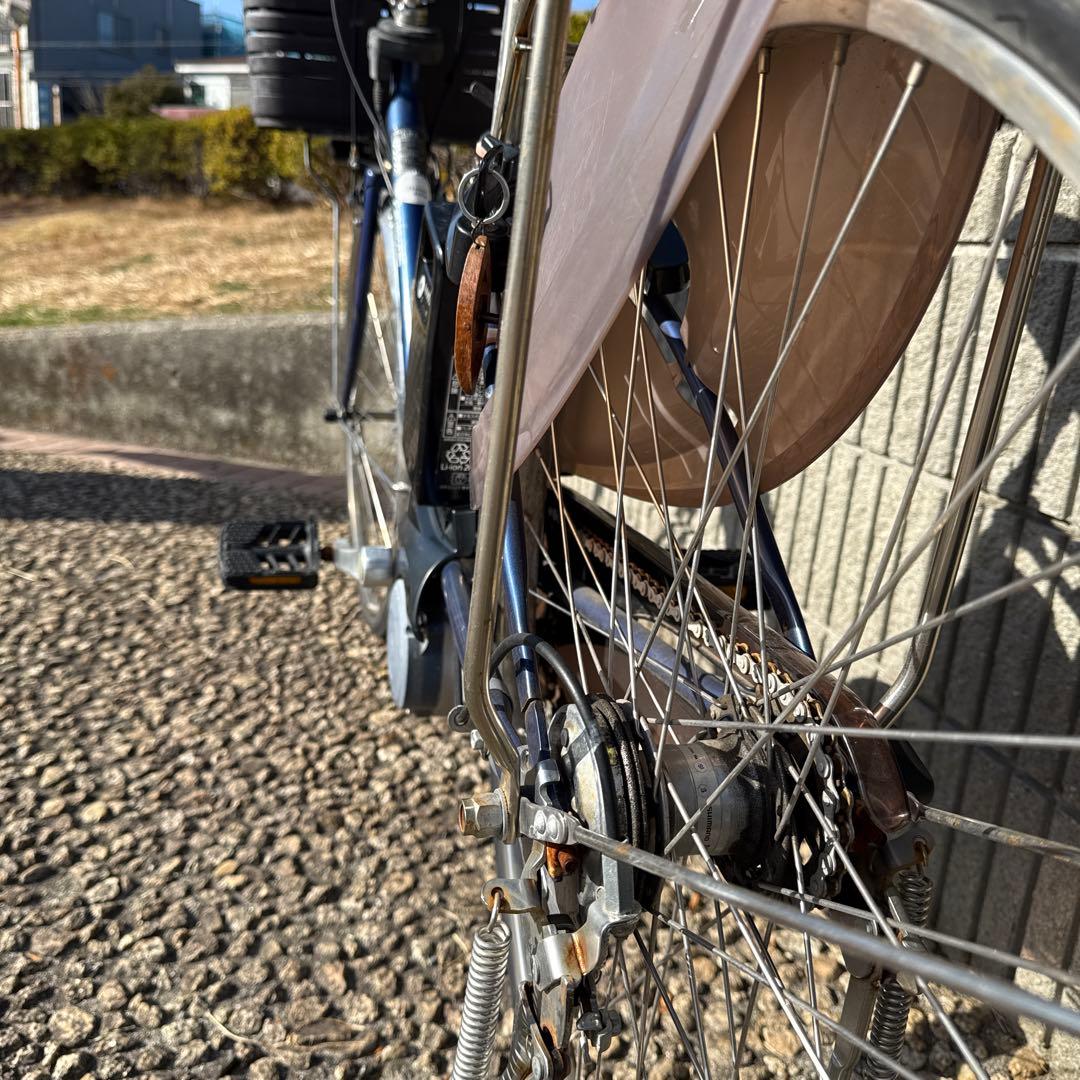 パナソニック 26インチ 電動アシスト, シティタイプ 青色 前後バスケット付き