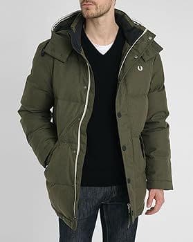 FRED PERRY フード付きダウンジャケット Sサイズ オリーブ