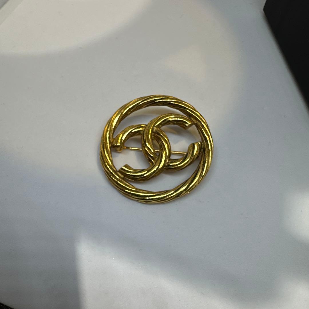 【美品】CHANELゴールドツイスト ブローチ CC ココマーク ヴィンテージ